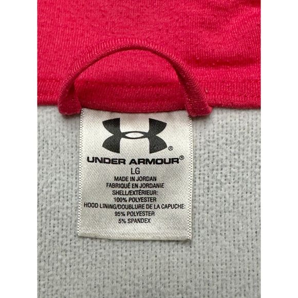 Women’s Under Armour, Zip-Up Sweatshirt, L, Heather Grey w/ Bright Pink Red Logo - Picture 8 of 16